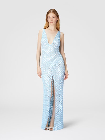 Long cover-up with open back, Light Blue - MS25SQ1NBR012TS72L5