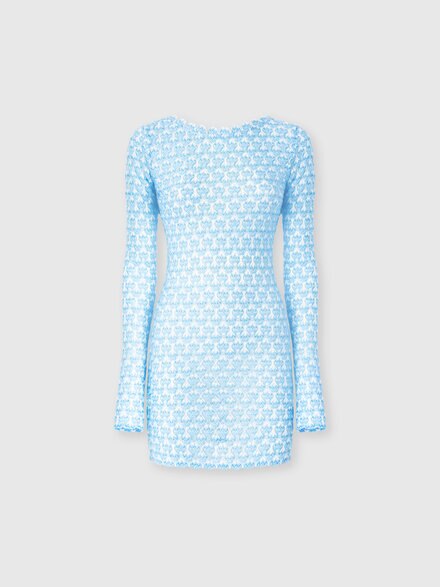 Short lace long sleeve cover-up, Light Blue - MS25SQ1OBR012TS72L5