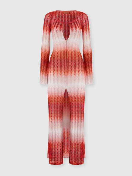 Long cover-up with cut-out details, Multicoloured  - MS25SQ1PBR012US416Z