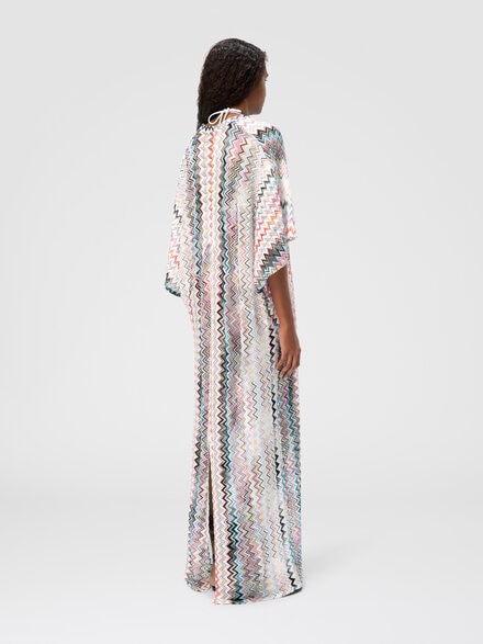 Long caftan with V-neck, Multicoloured  - MS25SQ1SBR012VSM9QG