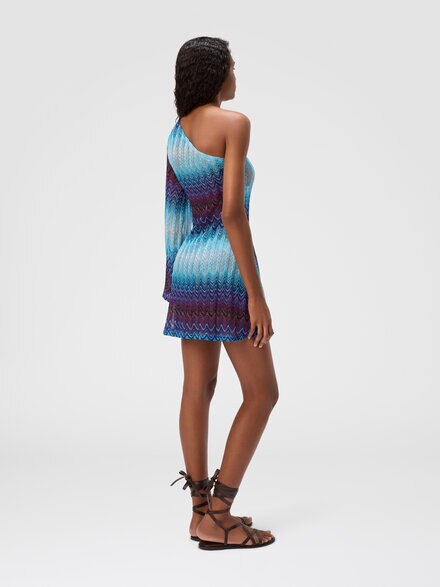 Short one-shoulder cover-up, Blue - MS25SQ1VBR012US6152