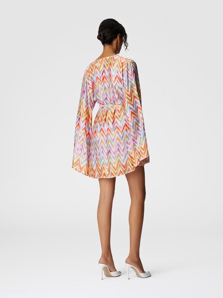 Short kimono with printed twill belt, Multicoloured  - MS25SQ23BW00XVSM9QZ