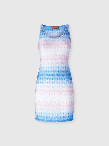 Short cover-up with halter neck and dégradé pattern, Blue & Pink   - MS25SQ2EBR0131S72L3