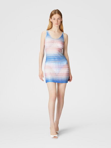 Short cover-up with halter neck and dégradé pattern, Blue & Pink   - MS25SQ2EBR0131S72L3