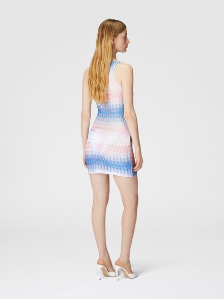 Short cover-up with halter neck and dégradé pattern, Blue & Pink   - MS25SQ2EBR0131S72L3