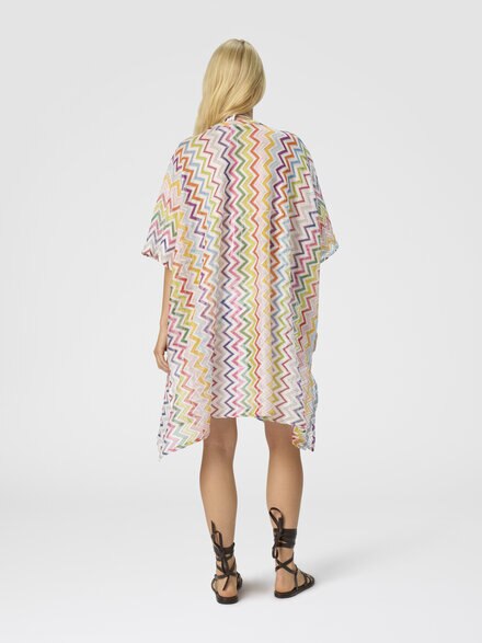 V-neck caftan with zig zag pattern, Multicoloured  - MS25SQ2NBR012RSM9QI