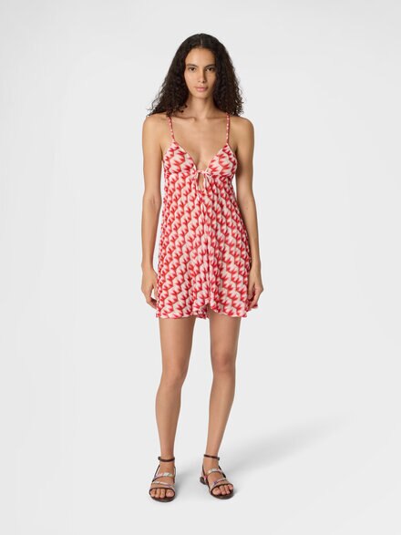 Cover-up jumpsuit in viscose with floral pattern, Multicoloured  - MS26SG00BR014IS4182