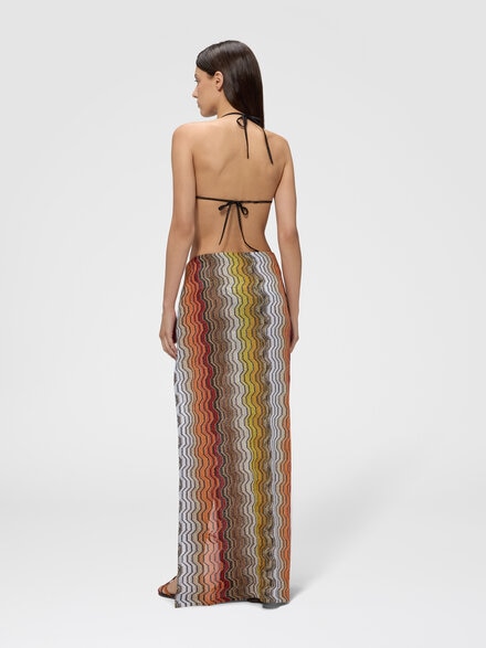 Falda larga en viscosa lam&eacute; con motivo greca, Multicolor  - MS26SH0ABR015DS91SC