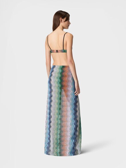 Falda larga en viscosa lam&eacute; con motivo greca, Multicolor  - MS26SH0ABR015DSMSNQ