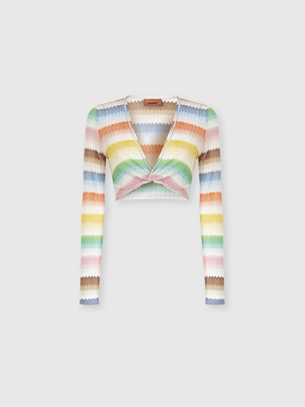 Long-sleeved crop top with d&eacute;grad&eacute; zigzag pattern, Multicoloured  - MS26SK02BR014GSM9X2