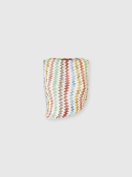 Crop top in lam&eacute; viscose with micro zigzag pattern, White & Multicoloured - MS26SK03BR014JSM9X3