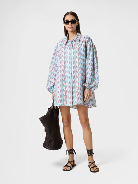 Hemd aus bedrucktem Baumwollpopeline, Mehrfarbig  - MS26SK08BW00ZOSM9ZB