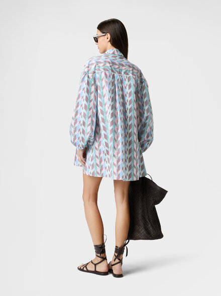 Hemd aus bedrucktem Baumwollpopeline, Mehrfarbig  - MS26SK08BW00ZOSM9ZB