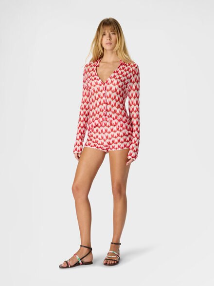 フローラル柄のビスコースシャツ, マルチカラー  - MS26SK0ABR014IS4182