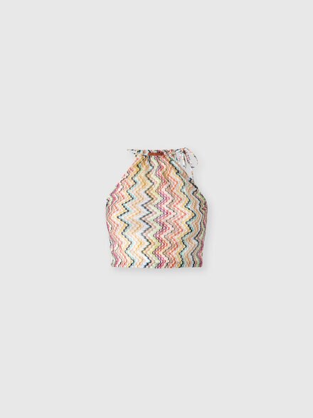 Top with halterneck neckline and irregular zig zag motif, Multicoloured  - MS26SK0HBR015GSMSOK