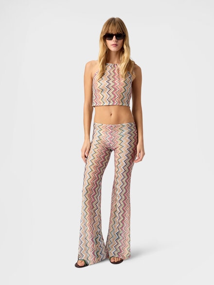 Top with halterneck neckline and irregular zig zag motif, Multicoloured  - MS26SK0HBR015GSMSOK