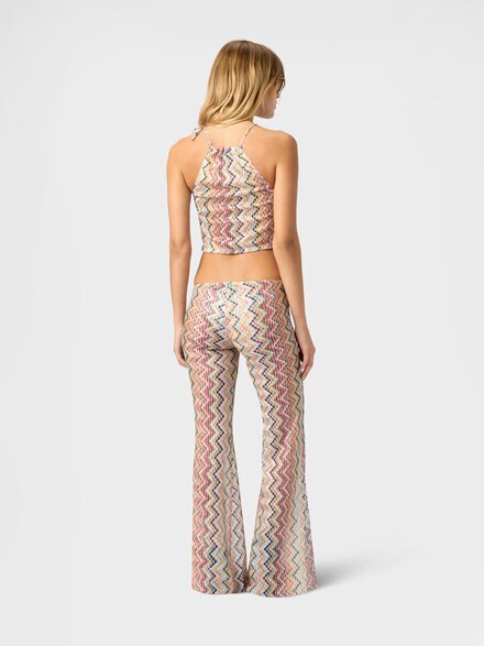 Top with halterneck neckline and irregular zig zag motif, Multicoloured  - MS26SK0HBR015GSMSOK