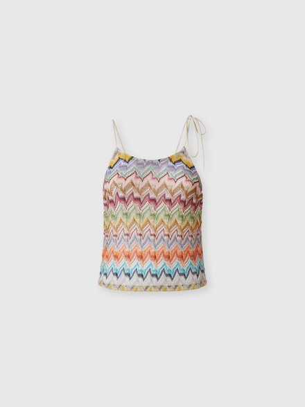 Top in viscosa lam&eacute; con spalline sottili, Multicolore  - MS26SK0HBR015YSMSOR