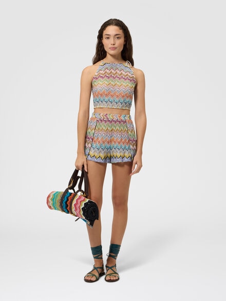 Top in viscosa lam&eacute; con spalline sottili, Multicolore  - MS26SK0HBR015YSMSOR