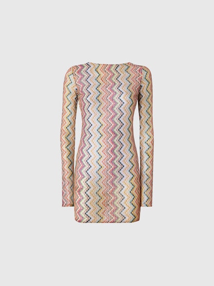 Long-sleeved t-shirt with irregular zig zag print, Multicoloured  - MS26SL01BR015GSMSOK