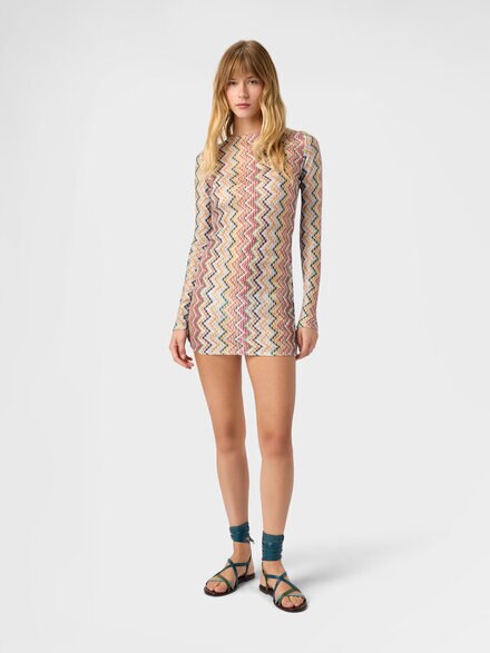 Long-sleeved t-shirt with irregular zig zag print, Multicoloured  - MS26SL01BR015GSMSOK