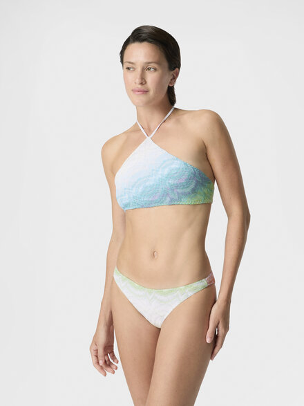 Bikini in shaded lam&eacute; viscose with halterneck top, Multicoloured  - MS26SP06BR014HSM9X1