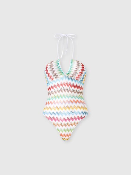 Ba&ntilde;ador entero en viscosa lam&eacute; con micro zigzag, Blanco & Multicolor - MS26SP0HBR014JSM9X3