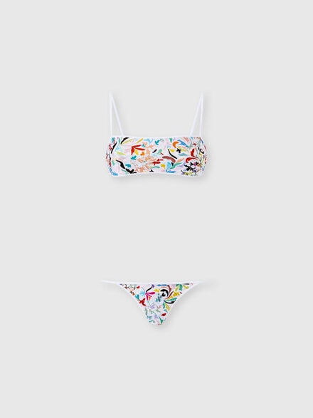 Bikini bralette in tessuto stretch stampato, Multicolore  - MS26SP0MBJ00PZSM9Z6