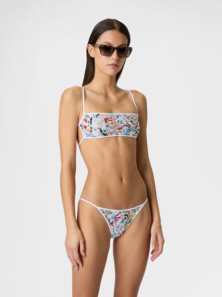 Bikini bralette in tessuto stretch stampato, Multicolore  - MS26SP0MBJ00PZSM9Z6