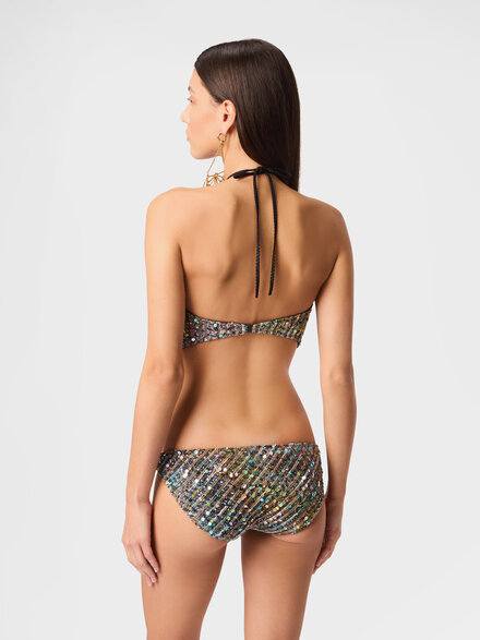 Trikini with halterneck neckline and sequins, Multicoloured  - MS26SP1CBC0066SMSNT