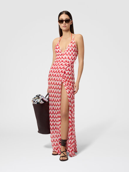 Langer Cover-up aus Viskose mit Blumenmuster, Mehrfarbig  - MS26SQ01BR014IS4182