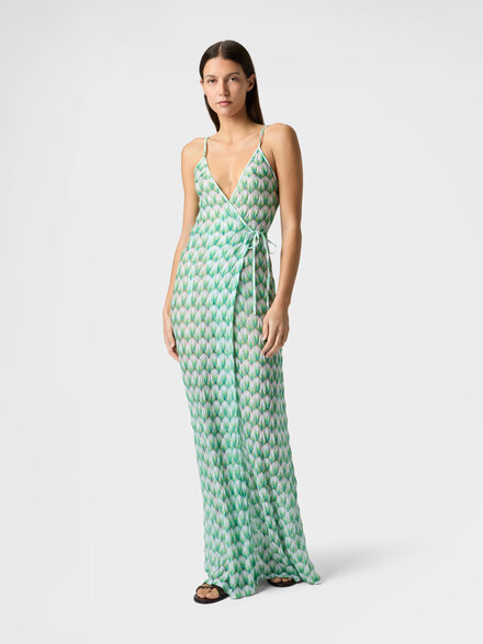 Langer Cover-up aus Viskose mit Blumenmuster, Mehrfarbig  - MS26SQ01BR014IS72OR