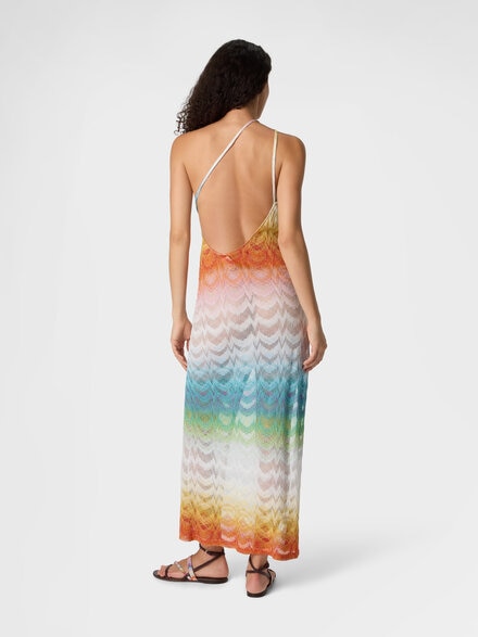 Abito copricostume asimmetrico in viscosa lam&eacute; sfumata, Multicolore  - MS26SQ07BR014HSM9X1