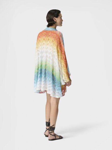 Short caftan cover-up in shaded lam&eacute; viscose, Multicoloured  - MS26SQ0BBR014HSM9X1
