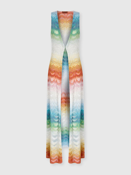 Gilet copricostume lungo in viscosa lam&eacute; sfumata, Multicolore  - MS26SQ0CBR014HSM9X1