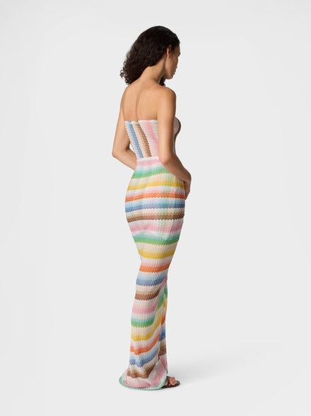 Strapless cover-up dress with d&eacute;grad&eacute; zigzag motif, Multicoloured  - MS26SQ0HBR014GSM9X2