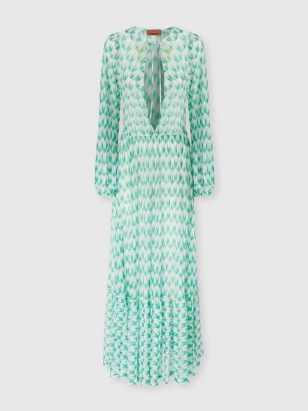 Cover-up in viscose with floral pattern and long sleeves, Multicoloured  - MS26SQ0LBR014IS72OR