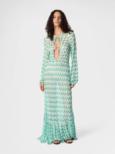 Cover-up in viscose with floral pattern and long sleeves, Multicoloured  - MS26SQ0LBR014IS72OR