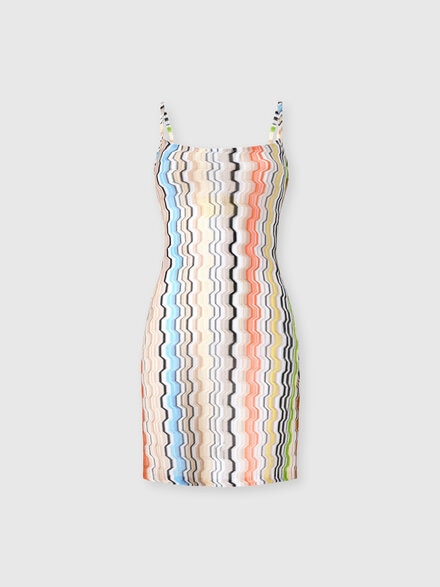 Copricostume corto in pura viscosa motivo greca, Multicolore  - MS26SQ0OBR015ESMSNP