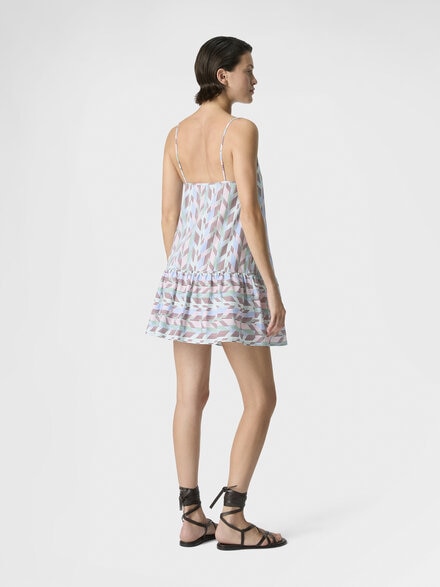 Weites Mini-Strandkleid aus bedrucktem Baumwollpopeline, Mehrfarbig  - MS26SQ0QBW00ZOSM9ZB