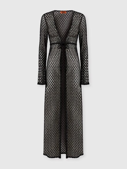 スパイダーウェブ柄のラメビスコースロングカーディガン, 茶色 - MS26SQ0SBR014DS80EF