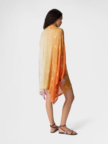Short cover-up in lam&eacute; viscose with d&eacute;grad&eacute; spiderweb motif and embroidery, Multicoloured  - MS26SQ0WBR014ESMSMF