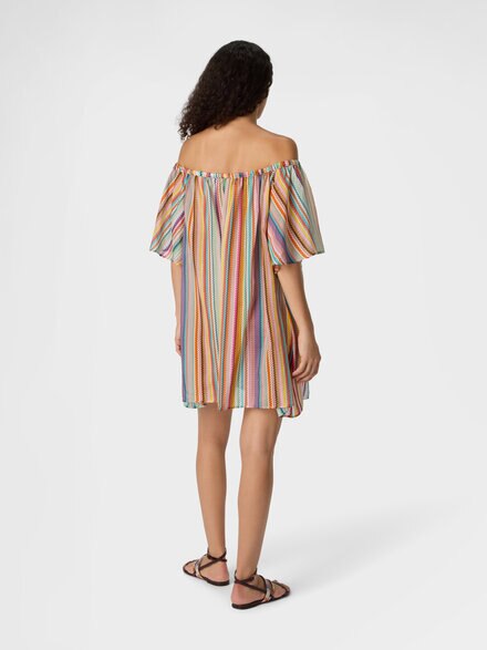 Short cover-up in cotton and silk with zigzag pattern, Multicoloured  - MS26SQ12BW00ZPSM9ZA