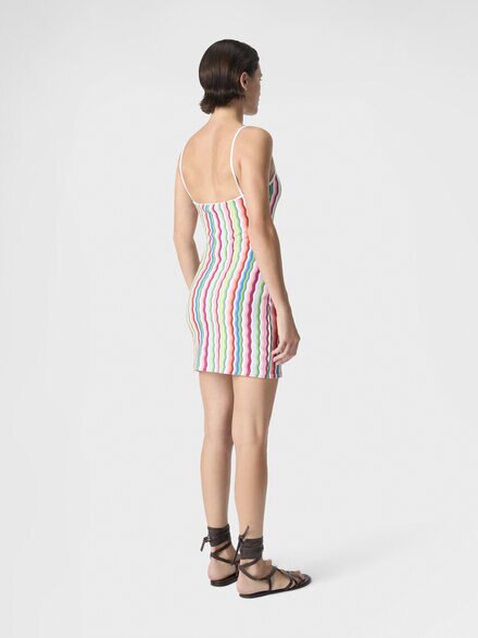 Mini cover-up dress in terry cloth with zigzag print, Multicoloured  - MS26SQ14BJ00Q1SM9Z8