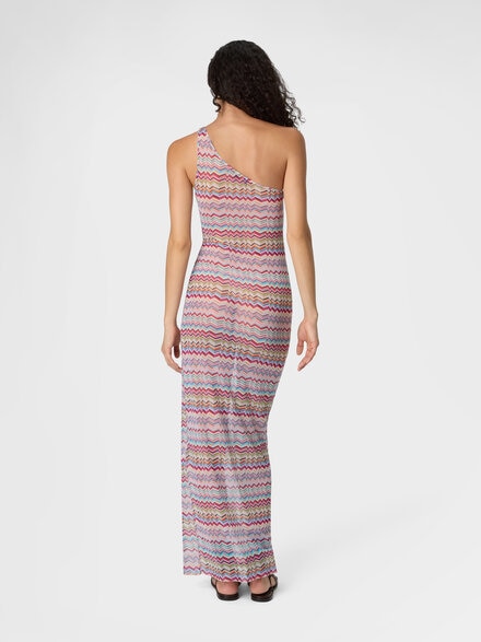 Robe de plage asymétrique en tulle imprimé zigzag, Multicolore  - MS26SQ16BJ00Q0SM9Z7