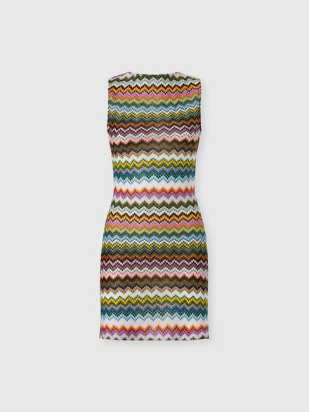 Short cover-up in lamé viscose with pixel-effect zigzag motif, Black & Multicoloured - MS26SQ1XBR014FSM9YJ