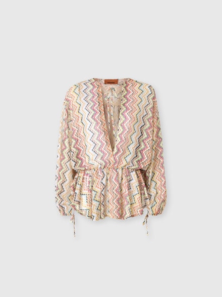 Long-sleeved mini cover-up dress, Multicoloured  - MS26SQ21BR015GSMSOK