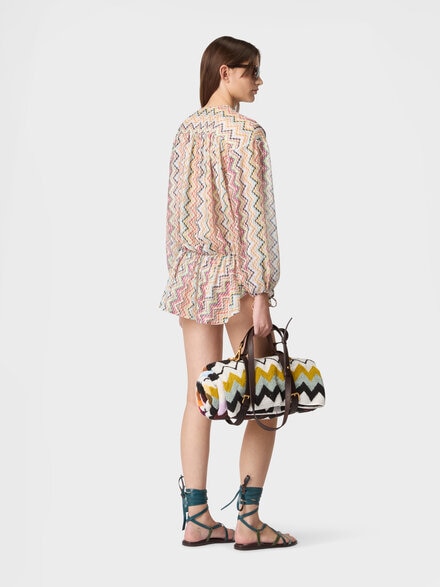 Long-sleeved mini cover-up dress, Multicoloured  - MS26SQ21BR015GSMSOK