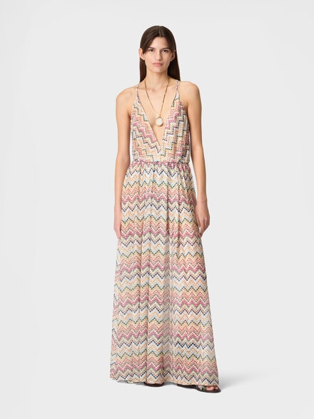 Long cover-up with irregular zig zag motif, Multicoloured  - MS26SQ22BR015GSMSOK