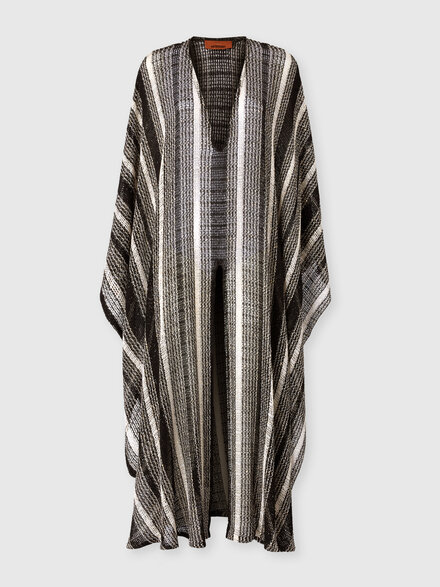 Long mesh caftan cover-up, Black & White - MS26SQ2FBV00J7S91SR